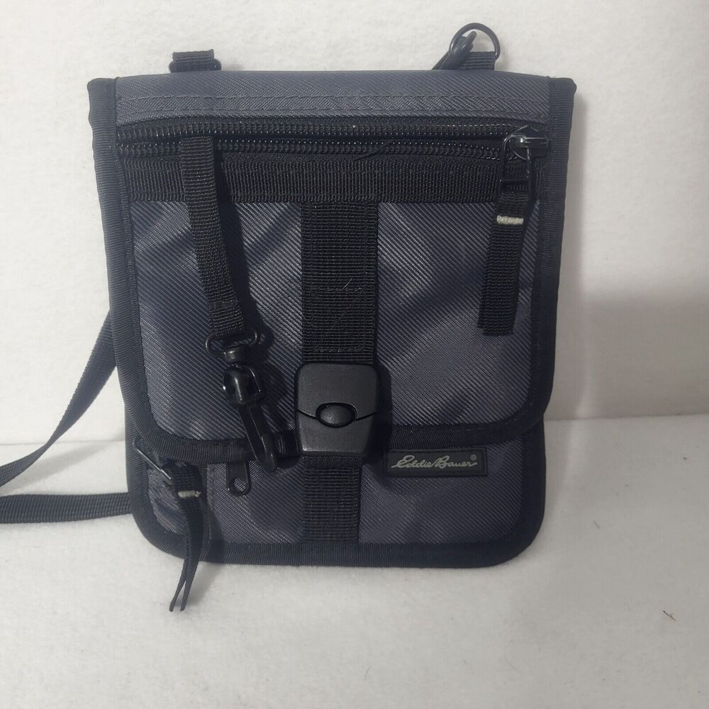 Eddie Bauer Ripstop Travel Wallet Organizer Adjustable Shoulder Strap Black